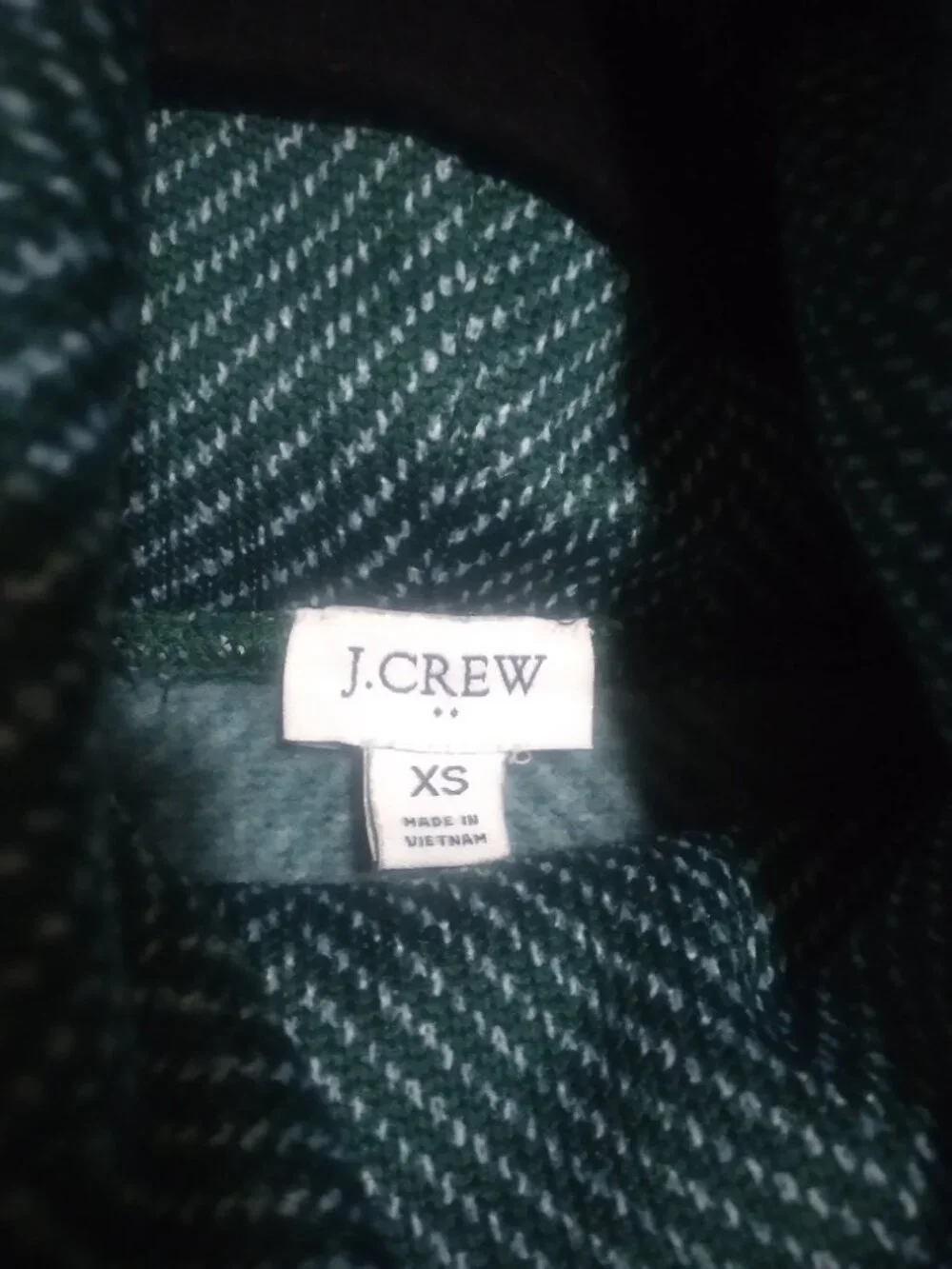 J.Crew Teal & White Herringbone Cowl Neck Pullover Sweater XS Cozy Classic